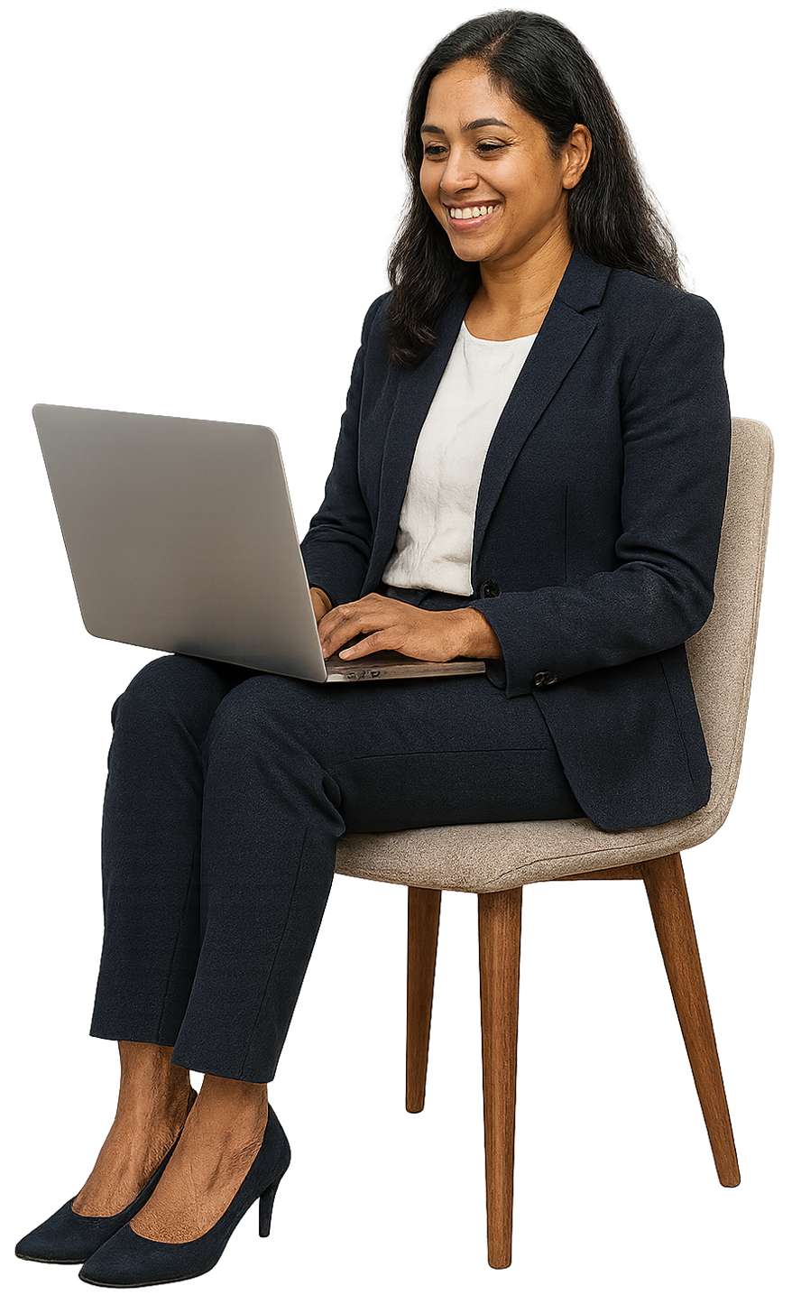 Woman working on laptop